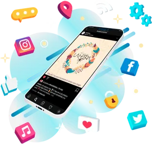 Social Media Integration Smartphone PNG image