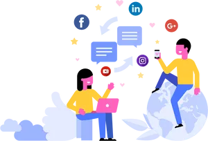 Social Media Interaction Concept PNG image