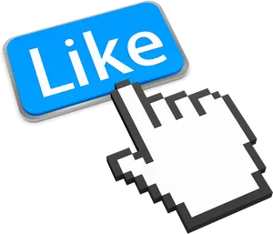 Social Media Like Buttonand Cursor PNG image