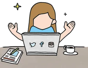 Social Media Management Cartoon