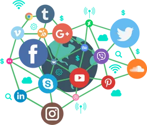 Social Media Network Connectivity Illustration PNG image