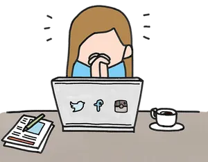 Social Media Overwhelm Cartoon
