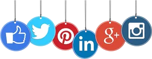 Social Media Platform Icons Hanging Signs