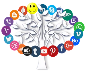 Social Media Tree Concept PNG