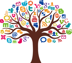 Social Media Tree Illustration PNG image