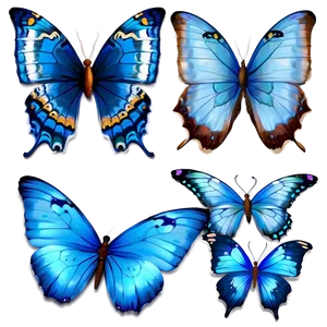 Soft Blue Butterflies PNG 06132024