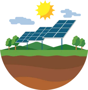Solar Panelson Green Hill PNG image