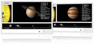 Solar System Planets Saturnand Jupiter Educational Screenshots PNG image