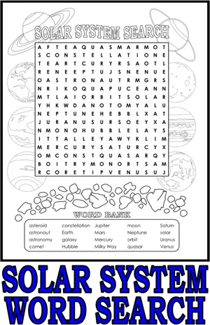 Solar System Word Search Puzzle PNG image