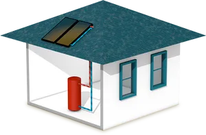 Solar Water Heating System Isometric View PNG image