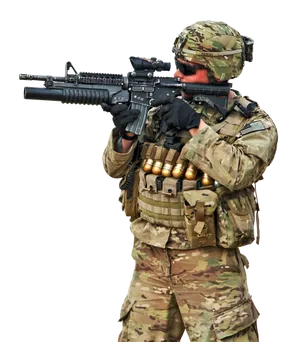 Soldier_in_ Combat_ Gear_ Aiming_ Rifle PNG image