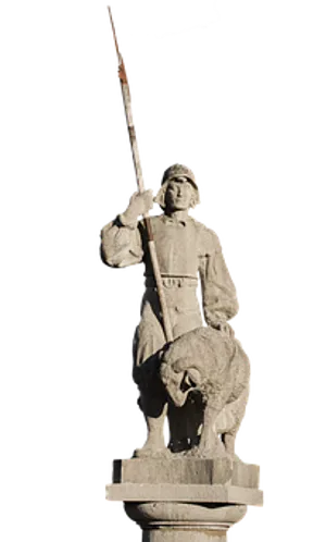 Soldierand Lion Statue Nighttime