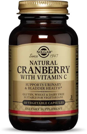 Solgar Natural Cranberry Supplement Bottle PNG image