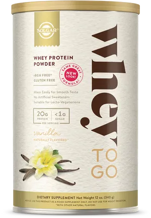 Solgar Whey Protein Powder Vanilla PNG image