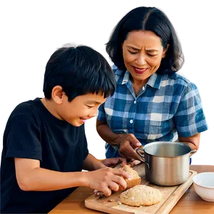 Son And Mother Baking Together PNG 96 PNG
