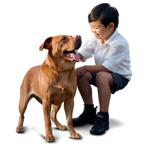 Son And Pet Dog Friendship Png 7 PNG image