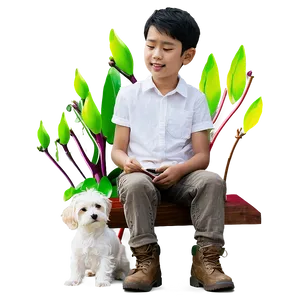 Son And Pet Dog Friendship PNG Rxv PNG