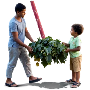 Son Collecting Leaves Png 06242024 PNG image