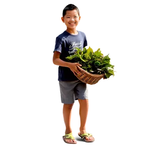 Son Collecting Leaves PNG Rqg