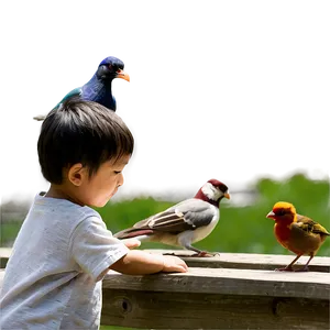 Son Feeding Birds PNG Pej30 PNG