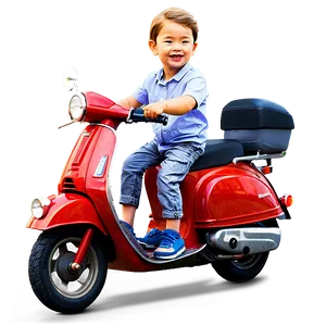 Son Riding Scooter PNG Fsg PNG
