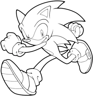 Sonic Running Coloring Page PNG image