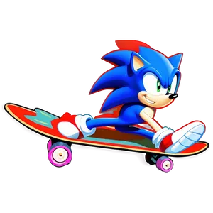Sonic The Hedgehog Skateboarding PNG 05232024
