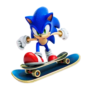 Sonic The Hedgehog Skateboarding PNG 05232024
