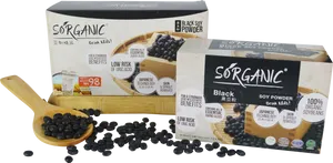 Sorganic Black Soy Powder Product Packaging PNG image