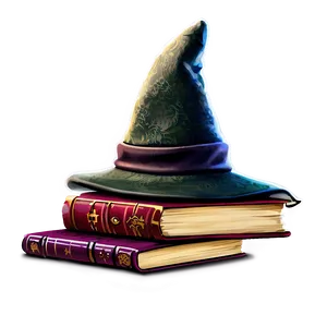 Sorting Hat With Spell Book PNG 06202024