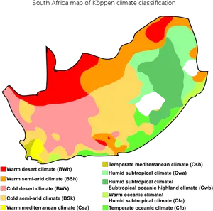 South Africa Koppen Climate Classification Map PNG image