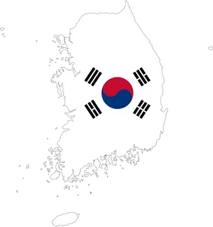 South Korea Mapwith Flag PNG image