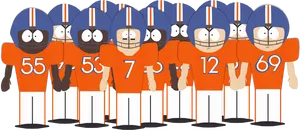 South Park Style Football Team Illustration PNG image
