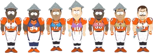 South Park Styled Denver Broncos Characters PNG image