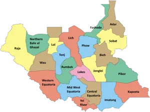 South Sudan Administrative Divisions Map PNG image