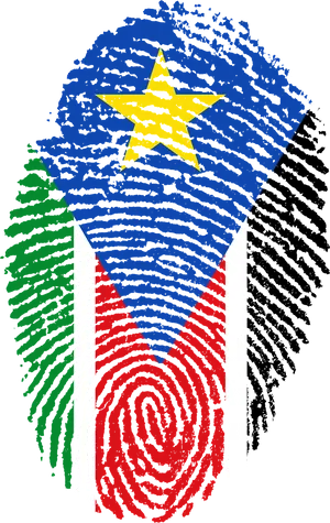 South Sudan Flag Fingerprint Art PNG image