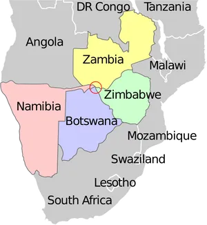 Southern Africa Map Namibia Highlighted PNG image