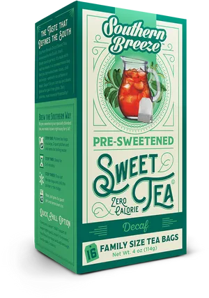 Southern Breeze Sweetened Decaf Tea Box PNG image