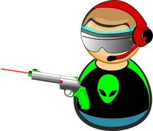 Space Agentwith Alienand Ray Gun