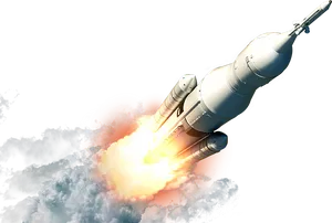 Space Rocket Launch Into Dark Sky PNG image