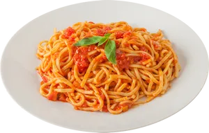Spaghetti Marinara Fresh Basil Plate