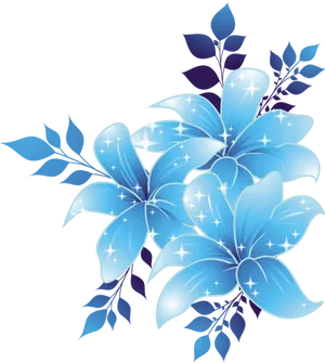 Sparkling_ Blue_ Floral_ Design PNG image