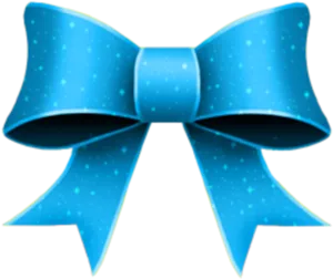 Sparkling Blue Ribbon Bow PNG image