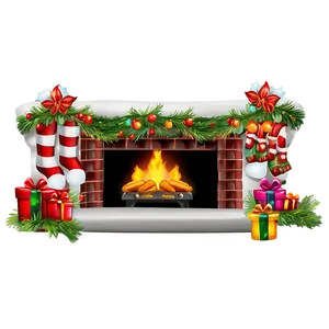 Sparkling Christmas Fireplace Decor PNG 06262024 PNG
