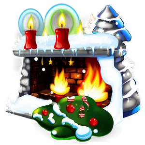 Sparkling Christmas Fireplace Decor PNG 06262024