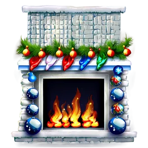 Sparkling Christmas Fireplace Decor PNG 75 PNG