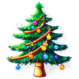 Sparkling Christmas Tree Illustration PNG 06132024 PNG
