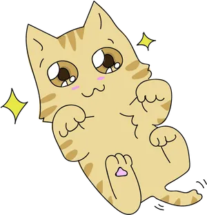 Sparkling Cute Cartoon Cat PNG image