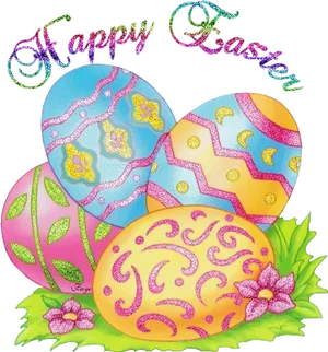 Sparkling Easter Greeting PNG image