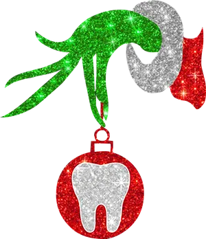 Sparkling Grinch Ornamentwith Tooth PNG image